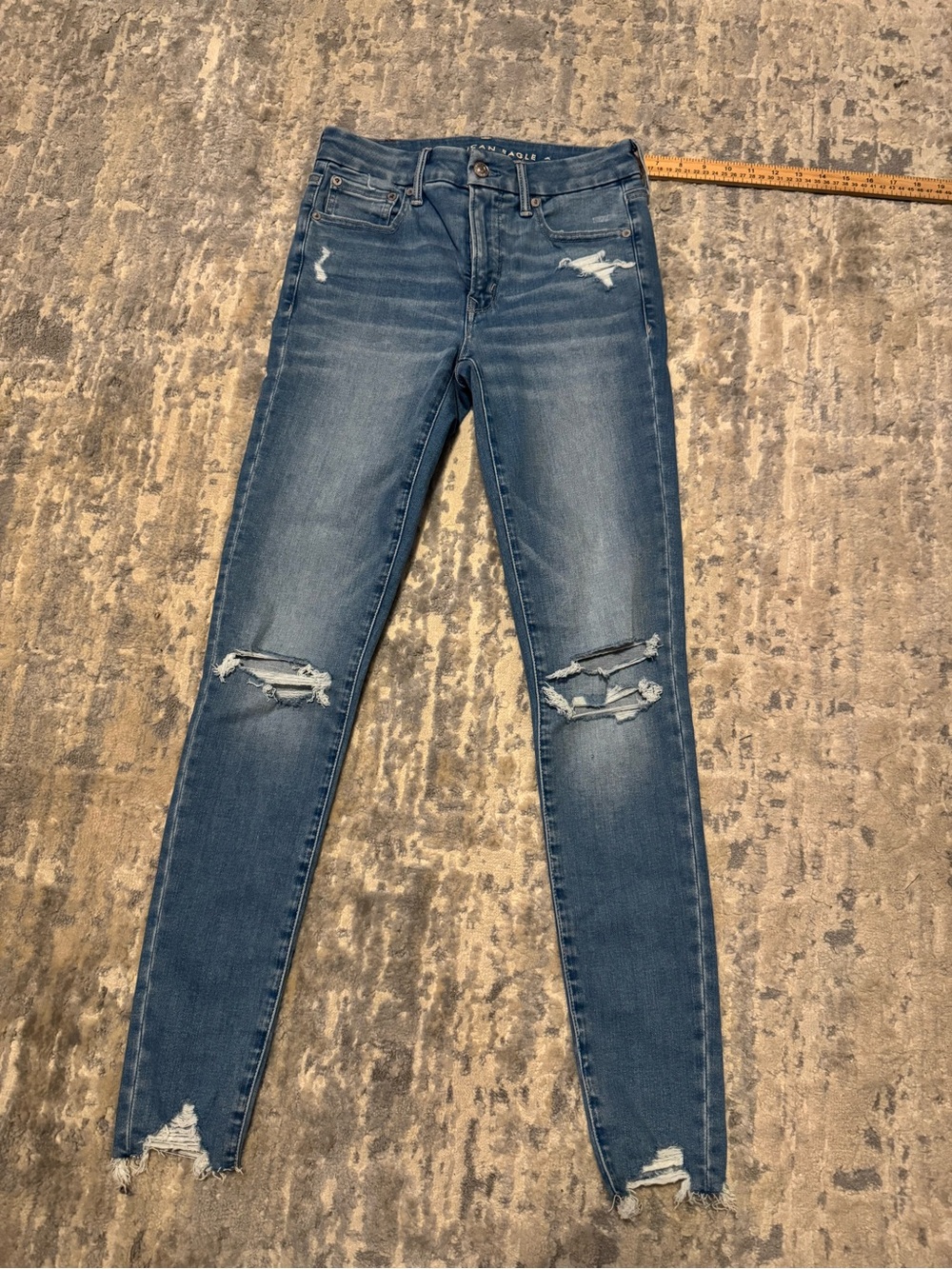 American Eagle Outfitters Distressed Skinny Jeans - Blue